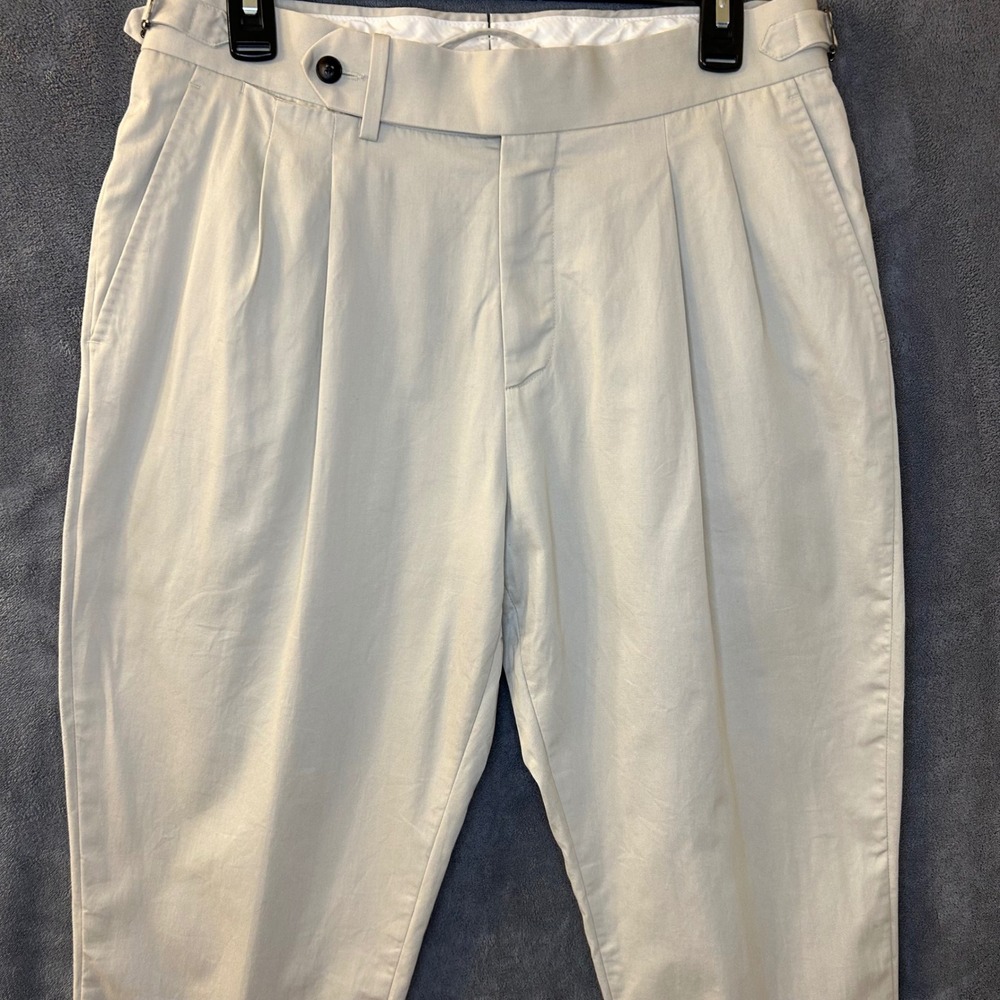 Suitsupply Brescia Mens 32Wx30L Solbiati Cotton Cashmere Pleated Trousers Beige